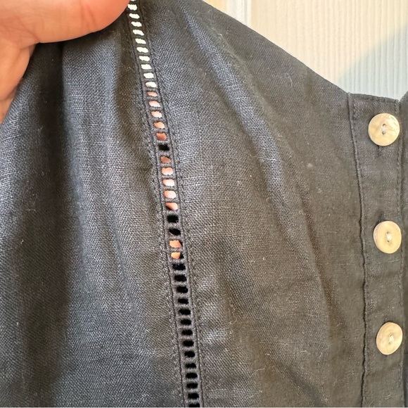 NWOT Madewell Sleeveless Wide-leg Jumpsuit in 100% Linen Front button Black Sz 2 - Picture 5 of 16